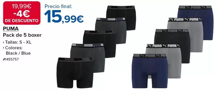 Oferta de Puma - Pack De 5 Boxer por 15,99€ en Costco