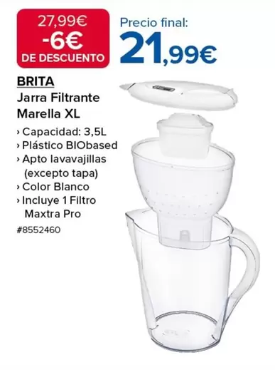 Oferta de Brita - Jarra Filtrante Marella Xl por 21,99€ en Costco