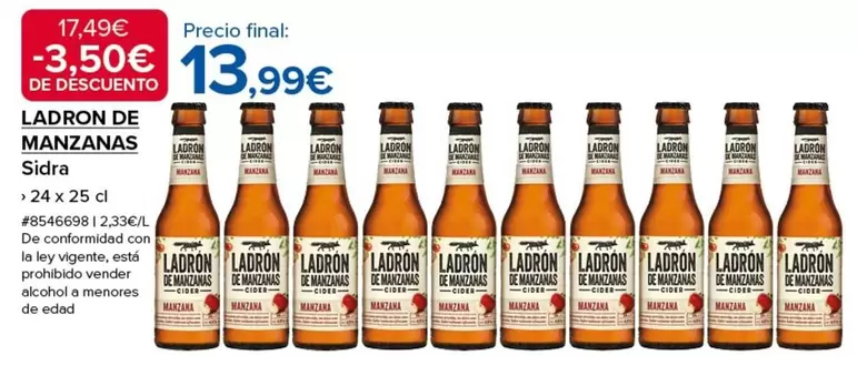 Oferta de Ladrón de Manzanas - Sidra por 13,99€ en Costco