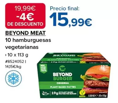 Oferta de Beyond - 10 Hamburguesas Vegetarianas por 15,99€ en Costco