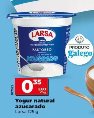 Oferta de Larsa - Yogur Natural Azucarado por 0,35€ en Dia