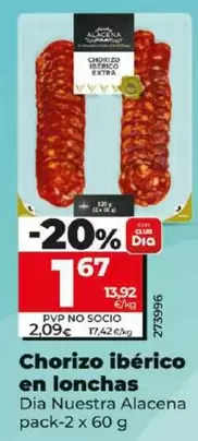 Oferta de Dia Nuestra Alacena - Chorizo Iberico En Lonchas por 1,67€ en Dia