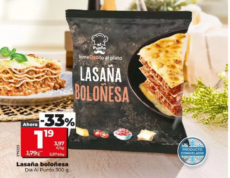 Oferta de Dia Al Punto - Lasaña Boloñesa por 1,19€ en Dia