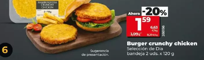 Oferta de Seleccion De Dia - Burger Crunchy Chicken por 1,59€ en Dia