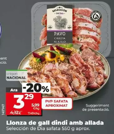 Oferta de Seleccion De Dia - Chuleta De Pavo Al Ajillo por 3,29€ en Dia