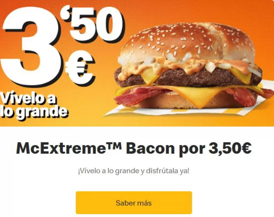 Oferta de Mcextreme Bacon Por por 3,5€ en McDonald's