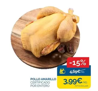 Oferta de Pollo Amarillo Certificado Por Entero por 3,99€ en Supermercados La Despensa