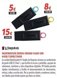 Oferta de Kingston - Datatraveler Exodia Unidad Flash Usb 64Gb/128Gb/256Gb por 5€ en Zbitt