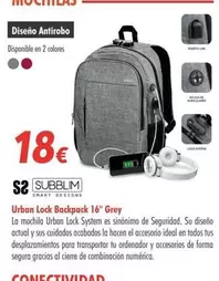 Oferta de Subblim - Urban Lock Backpack 16" Grey  por 18€ en Zbitt