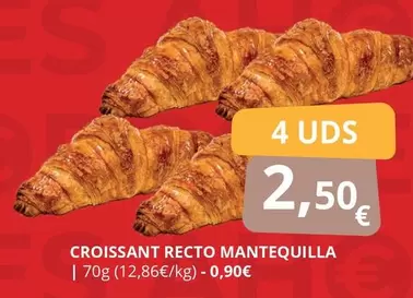 Oferta de Croissant Recto Mantequilla por 2,5€ en Supermercados MAS