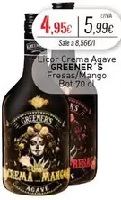 Oferta de Greeners - Licor Crema Agave Fresas/Mango por 4,95€ en Cuevas Cash