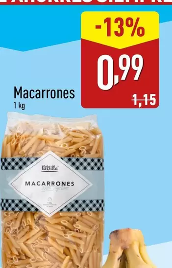 Oferta de La Villa - Macarrones por 0,99€ en ALDI