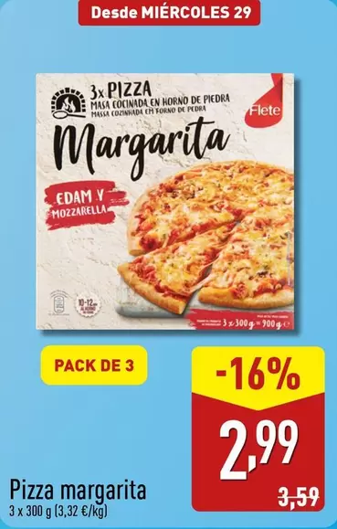 Oferta de Pizza Margarita por 2,99€ en ALDI