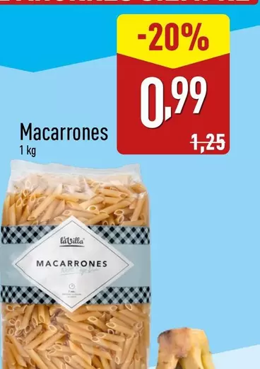 Oferta de La Villa - Macarrones por 0,99€ en ALDI