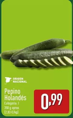 Oferta de Pepino Holandés por 0,99€ en ALDI