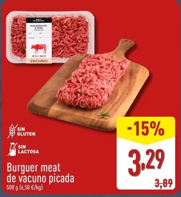 Oferta de Burguer Meat De Vacuno Picada por 3,29€ en ALDI