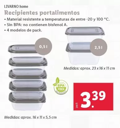 Oferta de Livarno Home - Recipientes Portalimentos por 3,39€ en Lidl