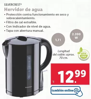 Oferta de SilverCrest - Hervidor De Agua por 12,99€ en Lidl