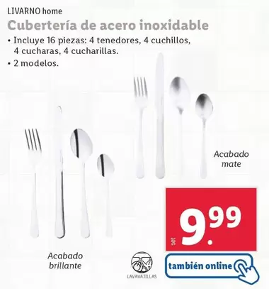 Oferta de Livarno Home - Cuberteria De Acero Inoxidable por 9,99€ en Lidl