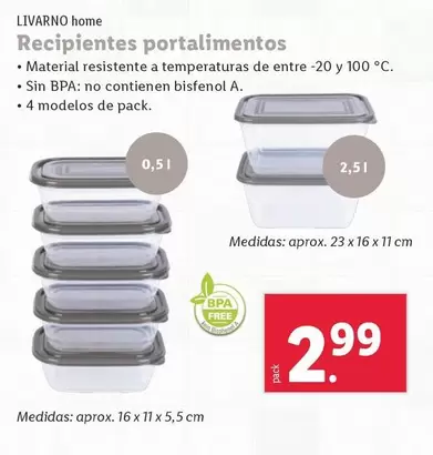 Oferta de Livarno Home - Recipientes Portalimentos por 2,99€ en Lidl