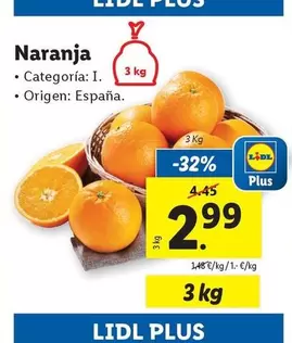 Oferta de Naranja por 2,99€ en Lidl