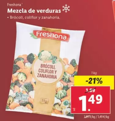 Oferta de Freshona - Mezcla De Verduras por 1,49€ en Lidl