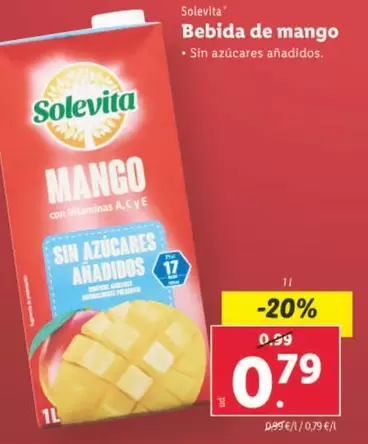 Oferta de Solevita - Bebida De Mango por 0,79€ en Lidl