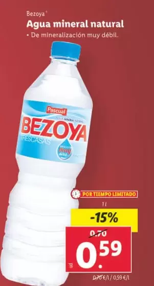 Oferta de Bezoya - Agua Mineral Natural por 0,59€ en Lidl