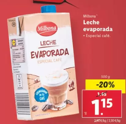 Oferta de Milbona - Leche Evaporada por 1,15€ en Lidl