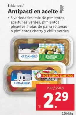 Oferta de Eridanous - Antipasti En Aceite por 2,29€ en Lidl