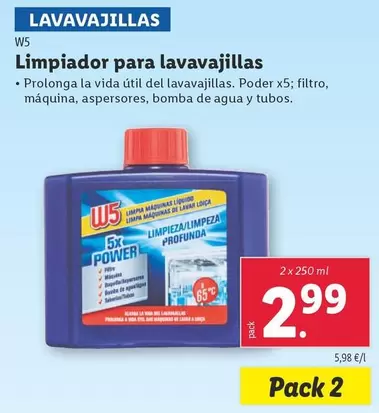 Oferta de W5 - Limpiador Para Lavavajillas por 2,99€ en Lidl