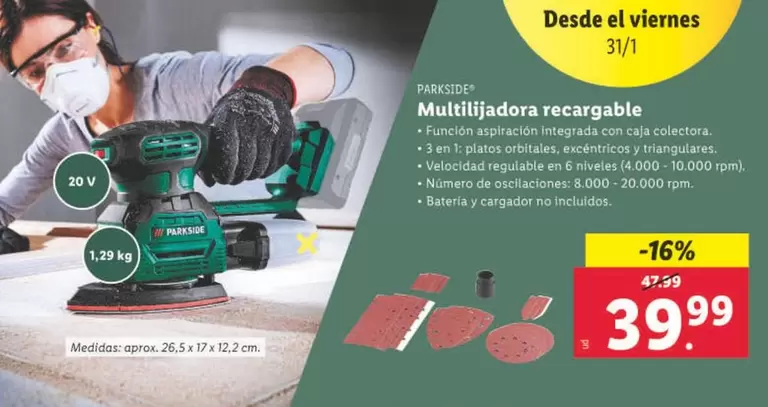 Oferta de Parkside - Multilijadora Recargable por 39,99€ en Lidl