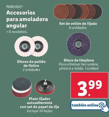 Oferta de Parkside - Accesorios Para Amoladora Angular por 3,99€ en Lidl