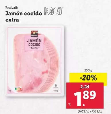 Oferta de Realvalle - Jamon Cocido Extra por 1,89€ en Lidl