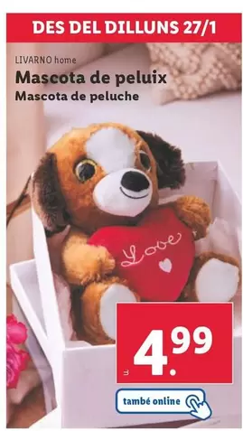 Oferta de Livarno Home - Mascota De Peluche por 4,99€ en Lidl