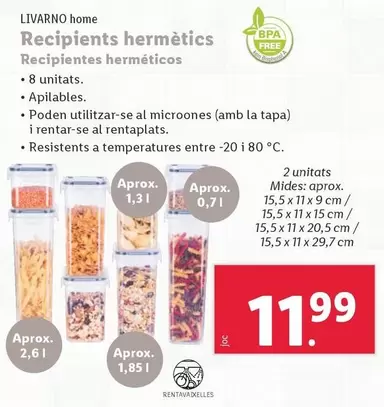 Oferta de Livarno Home - Recipientes Herméticos por 11,99€ en Lidl