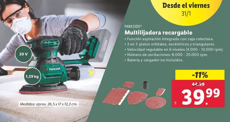 Oferta de Parkside - Multilijadora Recargable por 39,99€ en Lidl