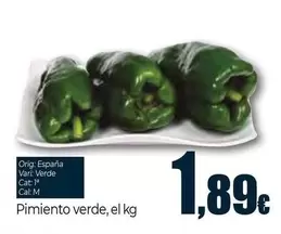 Oferta de Pimiento Verde por 1,89€ en Unide Supermercados