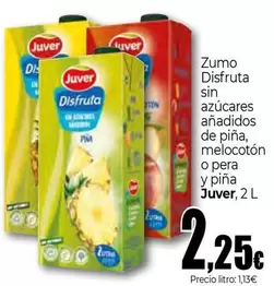 Oferta de Juver - Zumo Disfruta Sin Azucares Anadidos De Pina/ Melocoton O Pera Y Pina por 2,25€ en Unide Supermercados