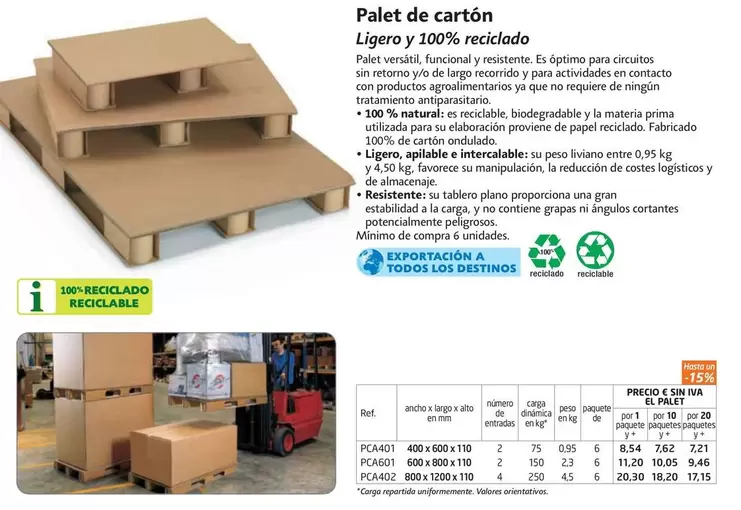 Oferta de Prima - Palet De Cartón Ligero Y 100% Reciclado en RAJA