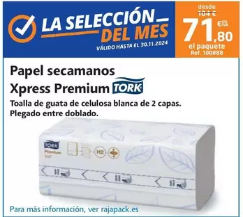 Oferta de Tork - Papel Secamanos Xpress Premium por 71,8€ en RAJA