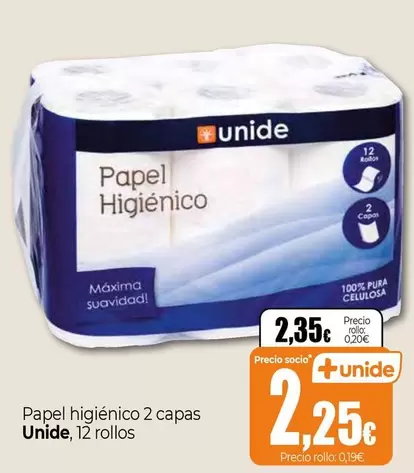 Oferta de Unide - Papel Higiénico 2 Capas por 2,35€ en Unide Market