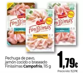 Oferta de Campofrío - Pechuga De Pavo/ Jamon Cocido O Braseado Finíssimas por 1,79€ en Unide Market