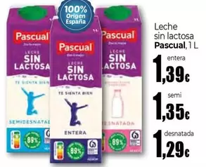 Oferta de Pascual - Leche Sin Lactosa por 1,29€ en Unide Supermercados