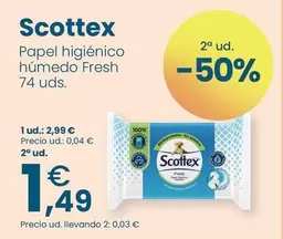 Oferta de Scottex - Papel Higienico Humedo Fresh 74 Uds en Clarel