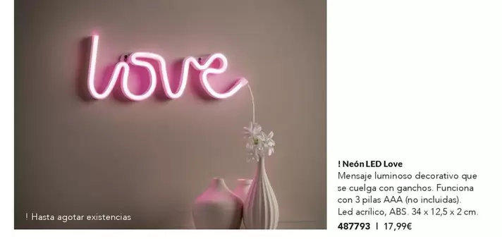 Oferta de Neón LED Love por 17,99€ en AVON