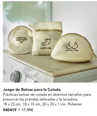 Oferta de Juego De Bolsas Para La Colada por 17,99€ en AVON