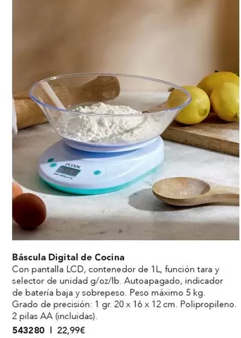 Oferta de Báscula Digital De Cocina por 22,99€ en AVON