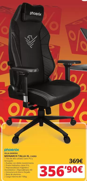 Oferta de Phoenix - Silla Gaming Talla Xl Cuero por 356,9€ en Dynos Informática