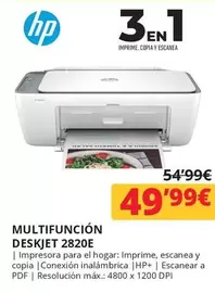 Oferta de HP - Multifuncion Deskjet 2820E por 49,99€ en Dynos Informática